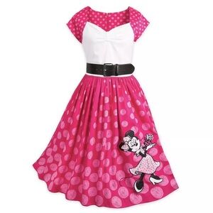 Disney the dress shop retired fit and flare dress Minnie Mouse embroidered gown